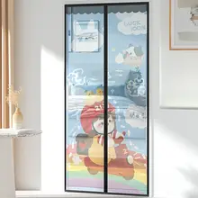 子供部屋用 防蚊磁気カーテン【吸着式・打孔不要・夏用・カートゥーンデザイン】