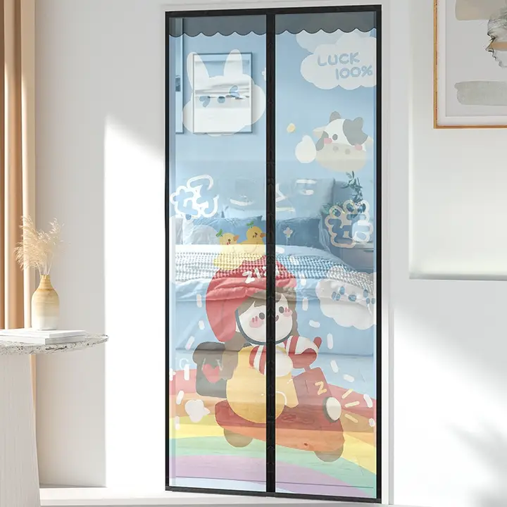 子供部屋用 防蚊磁気カーテン【吸着式・打孔不要・夏用・カートゥーンデザイン】