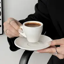 白色エスプレッソカップ【陶器製・80ml・シンプルデザイン・コーヒーカップセット】
