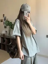灰色のコットン半袖Tシャツ【感・夏向け・無地】