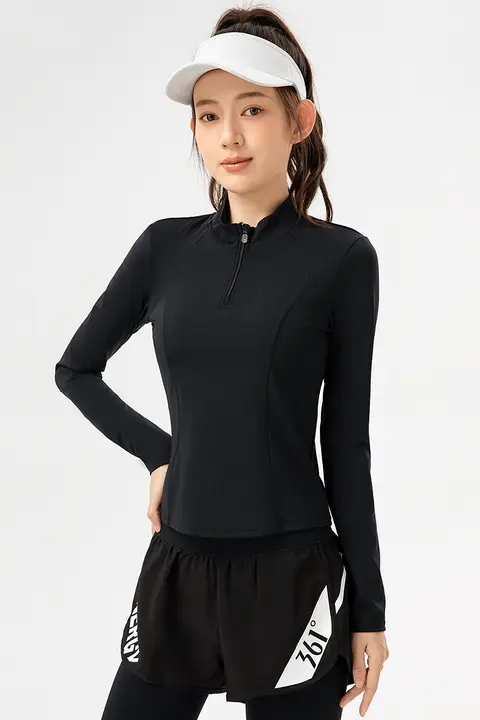 361 ヨガウェア レディース 春秋用 長袖ジッパー付き フィットネスウェア トレーニングシャツ