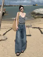 高腰ワイドレッグデニムパンツ【アメリカンスタイル・フィット・ヴィンテージウォッシュ】（ セットアップ対応）