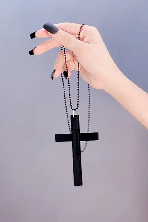 ダークロリータ大十字架ネックレス【パンク・ゴシック・チョーカー・修道女風】