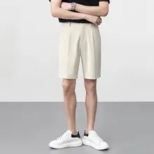 メンズ 夏用アイスシルクショートパンツ【アイロン不要・ストレートフィット・通気性・デザイン】