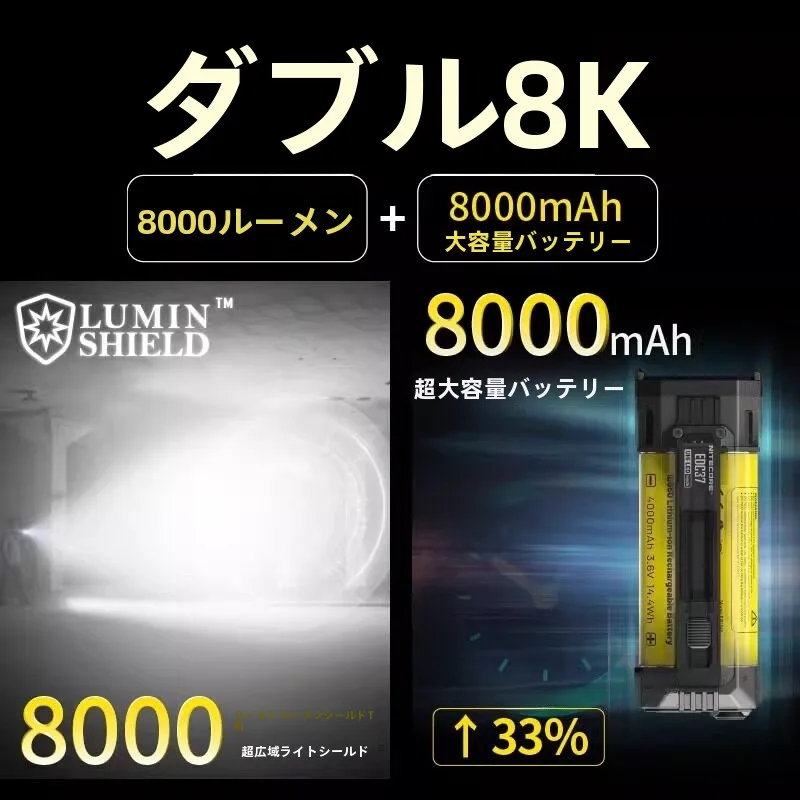 強力な明るさの充電式タクティカル懐中電灯【アウトドア用】：350流明以上で500m以上の射程を実現