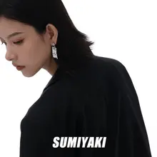 SUMIYAKI オリジナルプレートデザインピアス【不規則な皺加工・メタリック・ユニセックス】