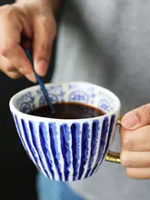 北欧風 デザイン陶器製コーヒーカップ【シンプル&大容量・家庭用・飲みやすい】