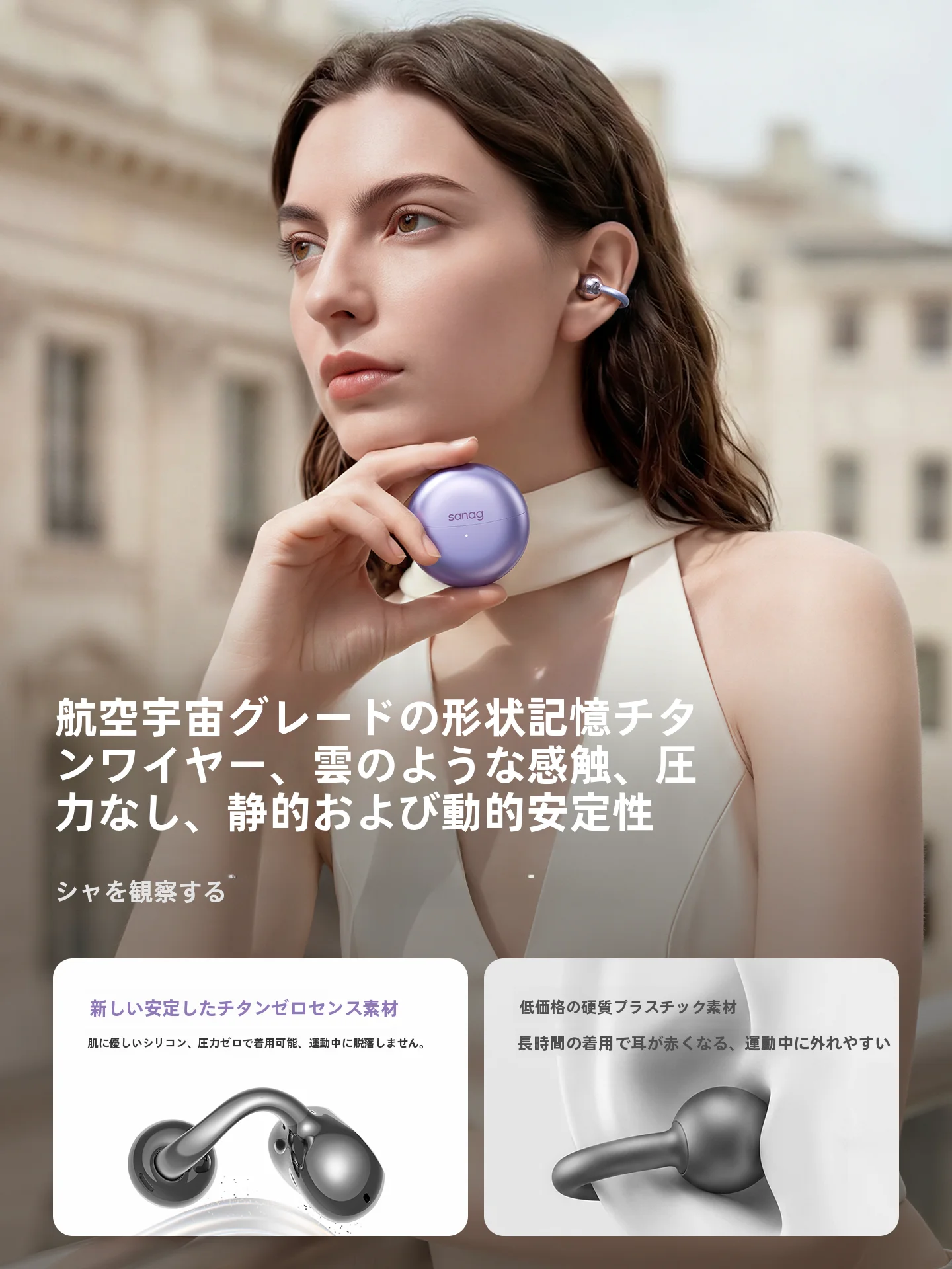 sanag S6S Ultra ブルートゥースイヤホン 耳かけ式 マイク付き おすすめ