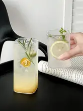 角型ガラスカップ 家庭用 透明 夏のジュースカップ 冷たい飲み物カップ インスタコーヒーカップ ミルクカップ 飲水カップ