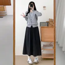 フレアデザイン 中長丈スカート【高腰・Aライン・大人可愛い・小柄対応】（セットアップ対応）