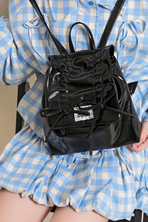 2WAYリュック ソフトPUレザー シワ加工 ブラック バレエ風 スポーツ