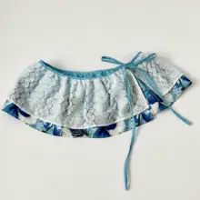 多色ブルー＆ホワイトアイリス柄ビーチリゾート風カーテン【女性用・遮光】