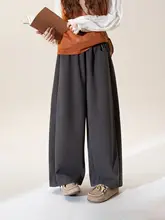 深灰色のウールパンツ【ストレートデザイン・高腰・女性用・冬用・フィット】
