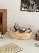 オーバル型ラタン収納バスケット【デスク周り整理用・大容量】