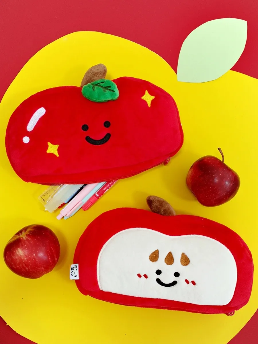 かわいいリンゴのぬいぐるみペンケース：中学生男子向け通学用大容量収納の実用性解析