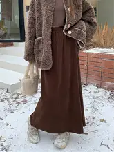 孔雀ブルー コーデュロイ ミディスカート【高腰・シンプル・スリムフィット】