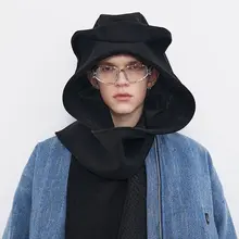 くま耳フード付きウールスカーフ【暖かい・輸入ウール・立体裁断・男女兼用】