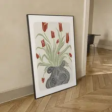 北欧風 植物花モチーフ 壁掛けアート【シンプルデザイン・縦型】