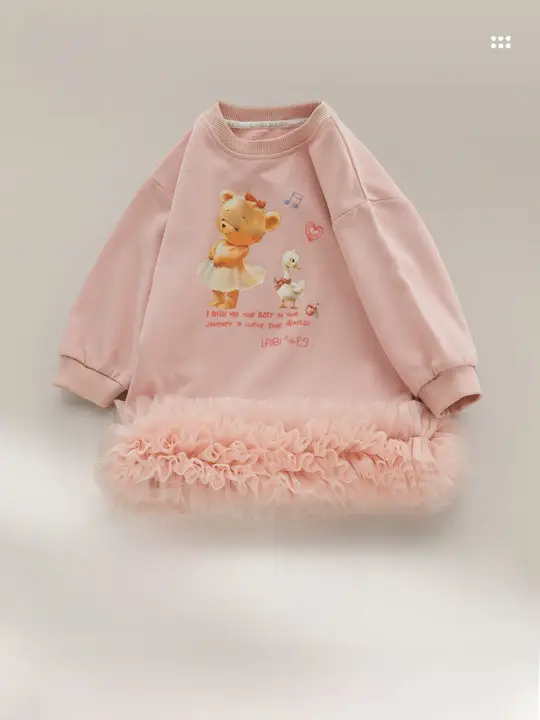 女の子用ラウンドネックワンピース【シンプル・ゆったり・秋用】