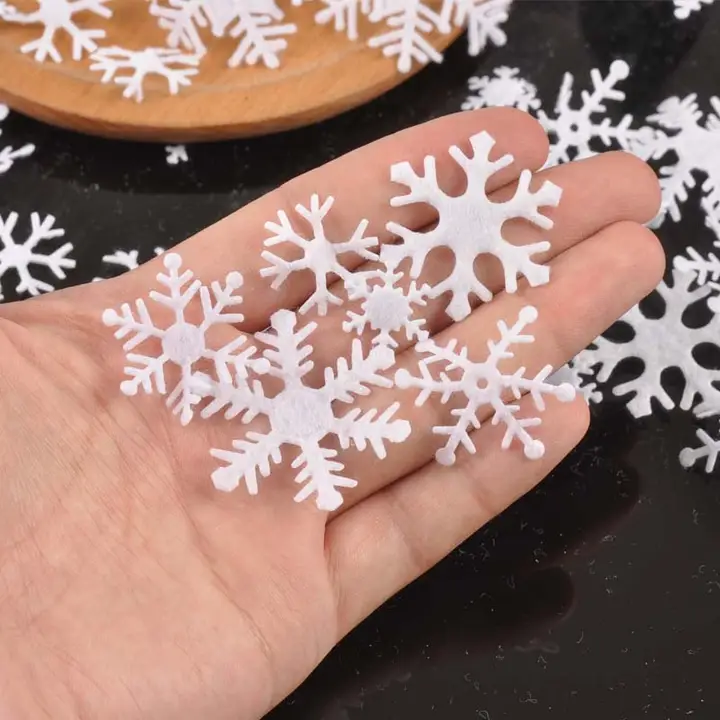クリスマス用 ホワイトスノーフレーク デコレーション シールキット【子供向け・DIY手作り・不織布素材】