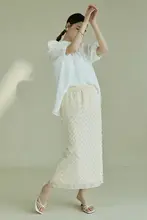 流れる素材のフリンジデザインストレートスカート【ユニークなデザイン】（セットアップ対応）