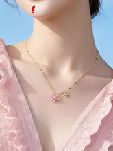 桜モチーフネックレス【ピンク・エレガントデザイン・鎖骨にフィット】
