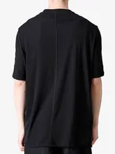 GAOSTUDIOS メンズブラック不規則デザイン2層構造デコンストラクションTシャツ【薄手・ショートスリーブ】