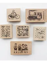 木製スタンプ ゴム印 自転車柄 丸型 三角形 手帳 デコ 素材 「moodtape.」