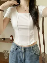 白色 魚骨デザイン 短袖Tシャツ【女性用・フィット感・夏用・ショート丈】