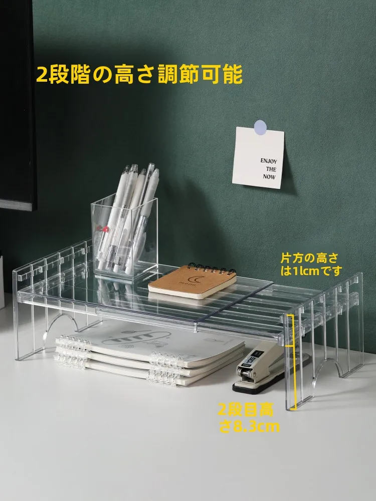 伸縮式キッチン収納棚：アクリル製の調味料・食器収納に最適なシンプルな置物架