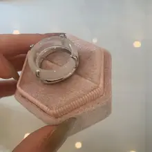 天然透白マか石のダブルレイヤーリング【ユニークデザイン・人差し指用・エレガント・ファッションアクセサリー】