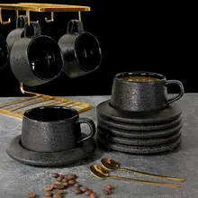高級陶器製 コーヒーカップ【エレガントなデザイン・アフタヌーンティー用・ラテアート適用】（セットアップ対応）