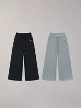秋冬用 レディース スポーツ風カジュアルストレートパンツ【緩やかで体型カバー・ワイドレッグ】