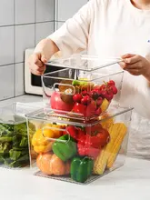 透明な冷凍保存容器【引き出し式・フタ付き・食品用・果物・肉類整理】