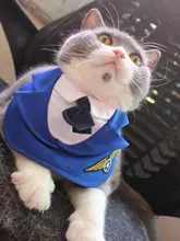 可愛いパイロット制服のペット用服【首巻きデザイン・猫と犬用・飛行機のコスチューム】