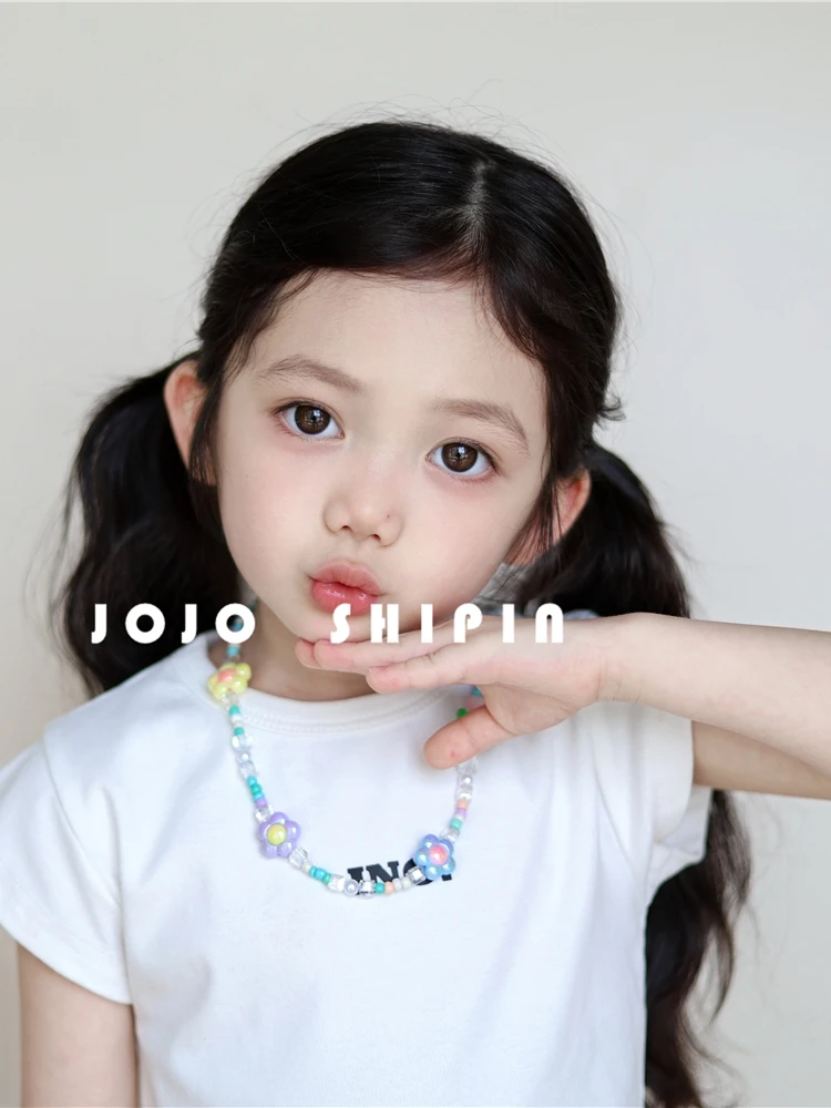 子供用カラフルチューリップクリスタルビーズネックレス：韓版デコレーションジュエリーの実用性と使い方