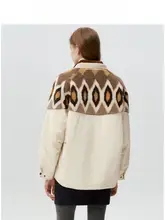 冬用ハーフネックフリースジャケット【カジュアル・パッチワークデザイン】