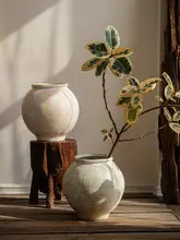 レトロ風 陶器調プランター【中華風・緑の植物用・インテリア装飾】