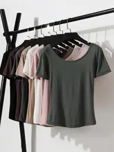 極上の柔らかさの大きなラウンドネック薄手Tシャツ【女性用・ショート丈・美背・黒色・白色】