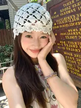 ニット帽 レディース ラインストーン デコ オープンワーク 薄手 通気性 韓流 インスタ映え お出かけ 着回し おしゃれ 春夏