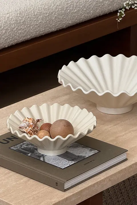 フルーツボウル デコレーション セラミック プリーツ フレンチ風 上品 おしゃれ 家庭用 ダイニング 収納 インテリア