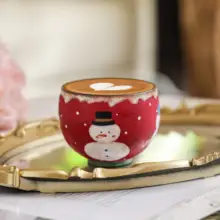 クリスマス雪だるまデザインのカフェカップ【ハンドル付き・ラテアート用】