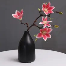 モダンシンプルな陶器製花瓶セット【フェイクユリの花・インテリア装飾用】