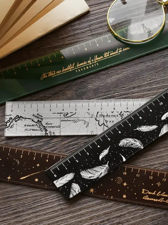 半透明アクリル定規【ヴィンテージ風・シンプルデザイン・学生用・測定用】