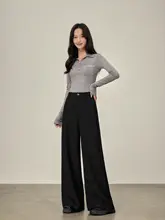 小柄女性向けブラックスーツパンツ【高腰・フィット・春夏用】
