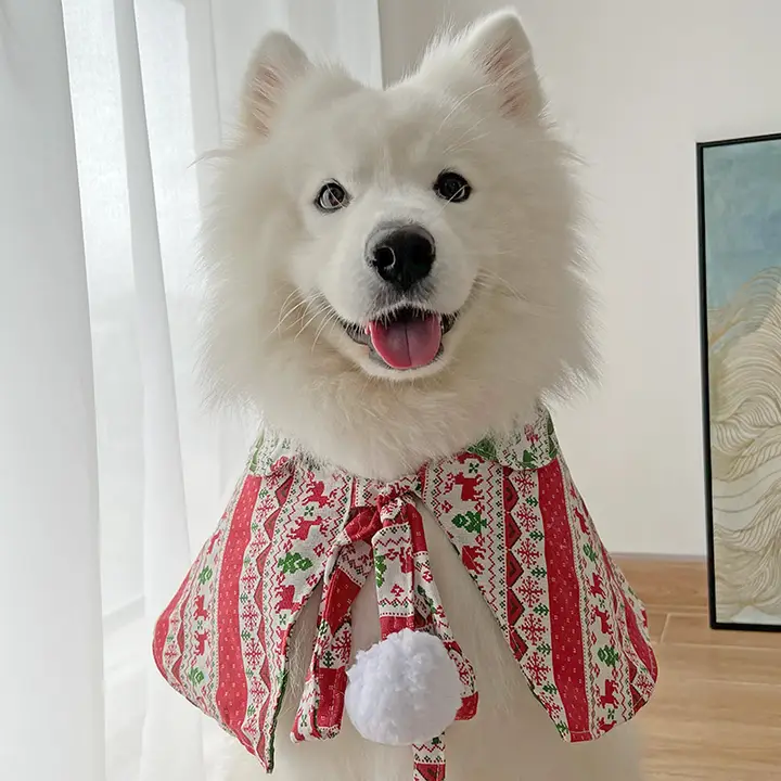 秋冬用ペット衣類【クリスマス・お正月・犬用マント風】【スカーフ付き】（セットアップ対応）