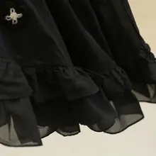 立体花柄デザインの不規則Aラインスカート【フリル付き・秋用】