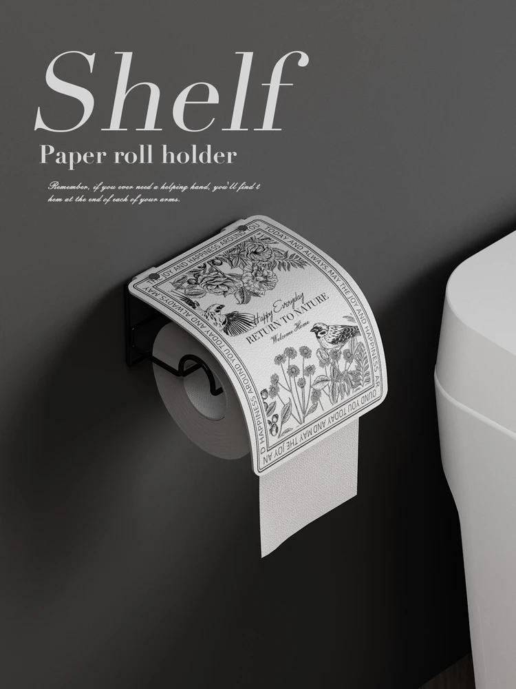 おしゃれな手描き花鳥デザインのトイレットペーパーホルダー：北欧風小清新スタイルの壁掛け式実用ガイド