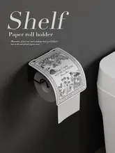 おしゃれな手描き花鳥デザインのトイレットペーパーホルダー【穴あけ不要・壁掛け式】