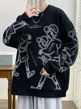 カートゥーンプリントの長袖Tシャツ【メンズ・春夏・秋冬対応・ストリートスタイル】